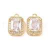 Octagon Rectangle Brass Micro Pave Cubic Zirconia Charms KK-G435-28G-02-2