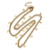 304 Stainless Steel Twisted Chain Necklaces with Moon Charm Tassel NJEW-R023-08G-4