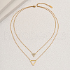 Stainless Steel Inverted Triangle Hollow Pendant Double Layer Necklaces for Women KA5350-5