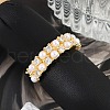 Brass Micro Pave Clear Cubic Zirconia Open Cuff Rings for Women RJEW-R011-07G-2