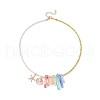 Natural Crackle Quartz Crystal Dyed & Electroplated Non-magnetic Synthetic Hematite Beaded Necklaces NJEW-JN05175-4