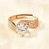 Brass Micro Pave Clear Cubic Zirconia Finger Rings for Women RJEW-R015-01G-2