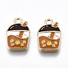 Light Gold Plated Alloy Enamel Pendants X-ENAM-T009-75-RS-2