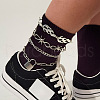 Iron & Aluminum Chain Barbed Wire Flame Multi-Layered Anklets WG98879-07-1