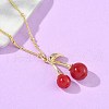 Brass Resin Fruit Cherry Pendant Satellite Chain Necklaces for Women NJEW-D306-02G-B-5