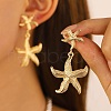Starfish Alloy Dangle Stud Earrings for Women EJEW-A112-05KCG-1