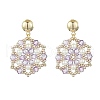 Flower Handmade Glass Seed Beads & Shell Pearl Dangle Stud Earrings EJEW-MZ00361-02-2