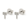 Key S925 Sterling Silver Micro Pave Clear Cubic Zirconia Stud Earrings for Women EJEW-K307-03B-P-4