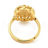 Oval with Saint Rack Plating Brass Adjustable Rings for Women RJEW-I105-03G-01-3