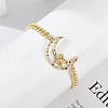 Brass Micro Pave Clear Cubic Zirconia Link Bracelets BJEW-M050-03G-01-3