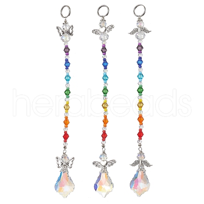 Angel Alloy & Glass Pendant Decoraton HJEW-JM02031-1