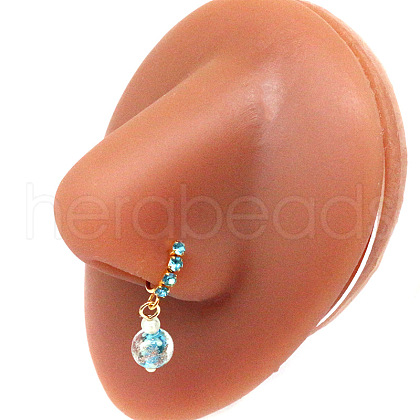 316L Surgical Stainless Steel Cubic Zirconia Dangle Hoop Nose Ring with Charms WG2DADE-14-1