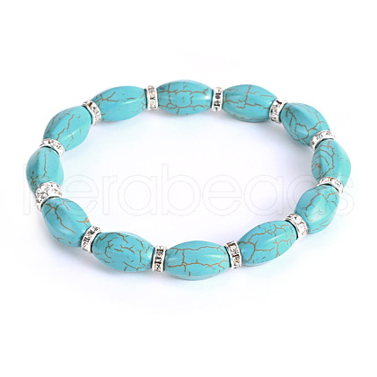 Vintage Oval Synthetic Turquoise Beaded Bracelets for Women FL7669-8-1