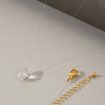 Water Drop Glass Pendant Necklaces with Colorful Fish Line for Women HA3366-1