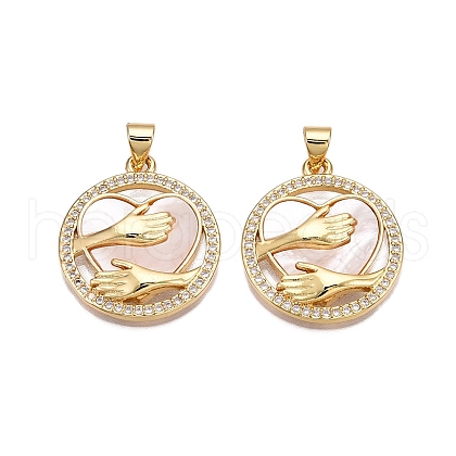 Brass Micro Pave Clear Cubic Zirconia Pendants KK-N254-186G-1