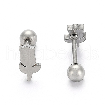 201 Stainless Steel Barbell Cartilage Earrings X-EJEW-R147-39-1