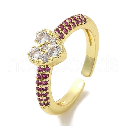 Rack Plating Brass Micro Pave Cubic Zirconia Cuff Rings RJEW-H228-04G-01-1