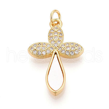 Brass Micro Pave Clear Cubic Zirconia Pendants KK-N268-41G-1