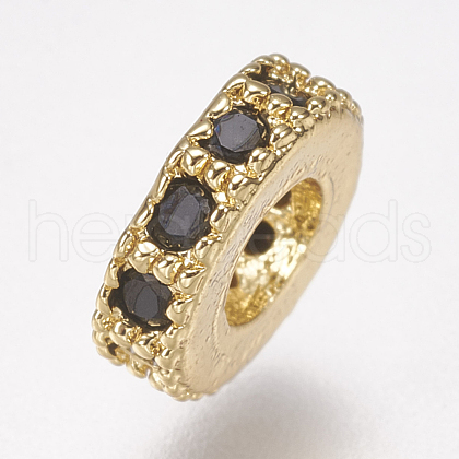 Brass Micro Pave Cubic Zirconia Bead Spacers ZIRC-K074-12-01G-1