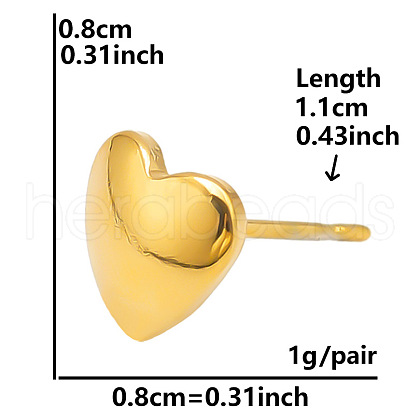 Stylish Heart Shaped 304 Stainless Steel Stud Earrings for Women BS5340-6-1
