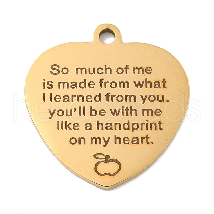 Teachers' Day PVD Vacuum Plating 201 Stainless Steel Pendants STAS-L079-23G-01-1
