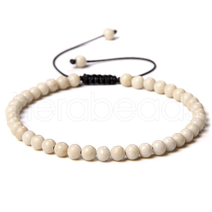 4mm Natural Fossil Beaded Braided Bracelets SY1950-5-1