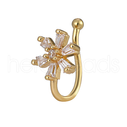 Brass Micro Pave Clear Cubic Zirconia Clip-on Nose Septum Rings WGE30AD-01-1