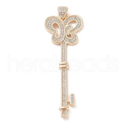 Brass Micro Pave Clear Cubic Zirconia Pendants KK-S388-02G-01-1