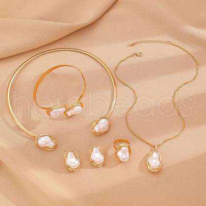 Oval Alloy & Plastic Pearl Jewelry Sets WGB491C-23-1