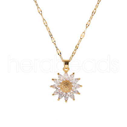 Glass Sunflower Pendant Necklaces WG43941-01-1