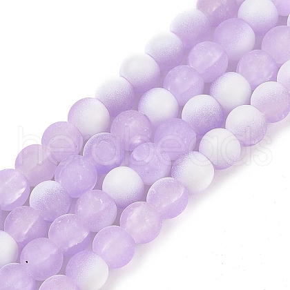 Frosted Crackle Glass Beads Strands GLAA-U001-6mm-M04-1