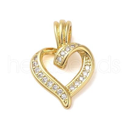 Rack Plating Brass & Clear Cubic Zirconia Pendants KK-S372-26G-1