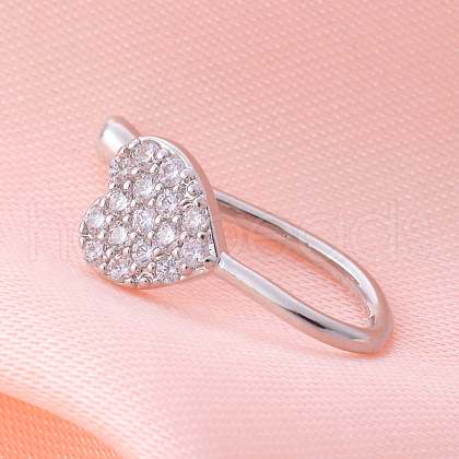 Brass Micro Pave Clear Cubic Zirconia Clip on Nose Rings WG43D72-11-1