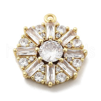 Brass Micro Pave Clear Cubic Zirconia Pendants KK-L228-10G-1
