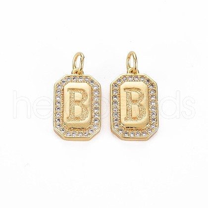 Brass Micro Pave Clear Cubic Zirconia Pendants KK-S356-767B-1