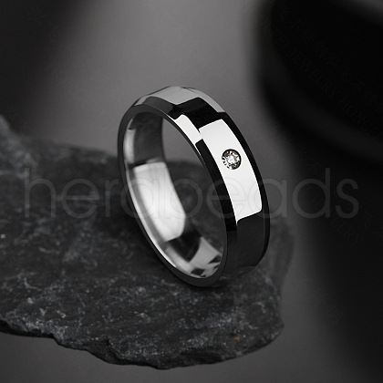 304 Stainless Steel with Crystal Rhinestone Finger Rings FS-WG3A8F6-07-1