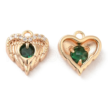 Brass & Glass & Cubic Zirconia Charms KK-G468-54G-03-1