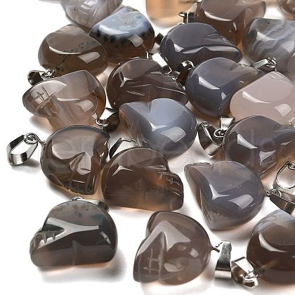 Natural Grey Agate Pendants G-Z067-02P-10-1