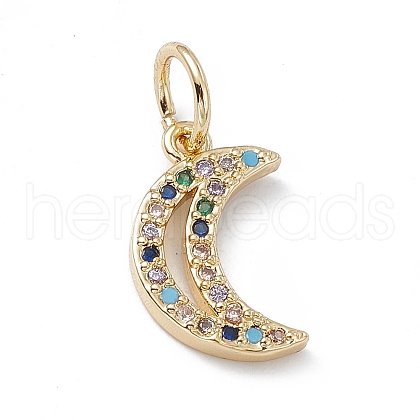 Rack Plating Brass Micro Pave Cubic Zirconia Charms KK-G451-24G-1