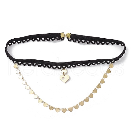 Brass Heart Tassel Thigh Leg Chains AJEW-AN00653-1