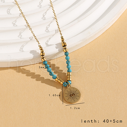 Vintage Christmas Stainless Steel & Synthetic Turquoise Pendant Necklaces for Women HS2328-7-1