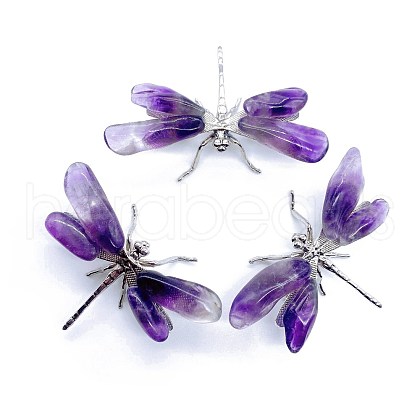 Natural Amethyst Crystal Dragonfly Figurines PW-WG22635-01-1