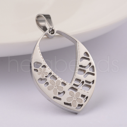 Non-Tarnish 304 Stainless Steel Filigree Pendants STAS-M245-14P-1