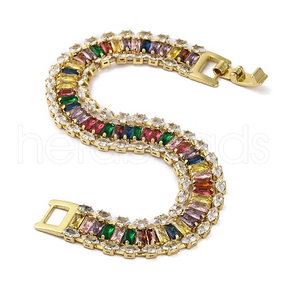 Brass Micro Pave Cubic Zirconia Bracelets for Women BJEW-R100-04G-01-1