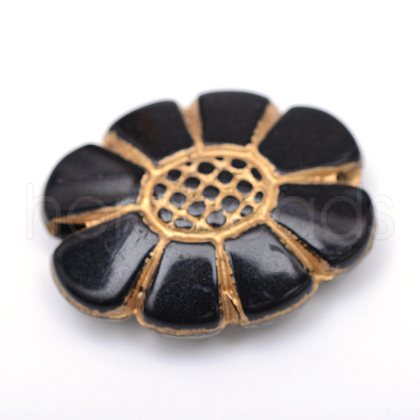 Flower Plating Acrylic Beads PACR-Q102-09B-1