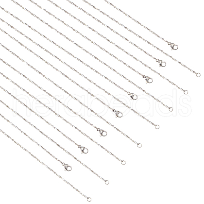  20Pcs 304 Stainless Steel Cable Chains Necklaces Set for Men Women NJEW-NB0001-10-1