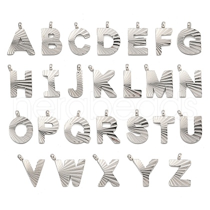 Letter A~Z 304 Stainless Steel Charms STAS-G345-01P-1