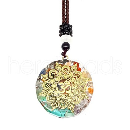 Resin & Natural & Synthetic Mixed Gemstone Pendant Necklaces OG4289-19-1