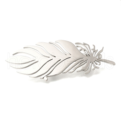 Feather 201 Stainless Steel Brooch for Women STAS-B076-08G-02-1