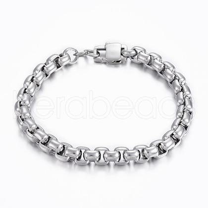 304 Stainless Steel Box Chain Bracelets BJEW-H508-07P-1